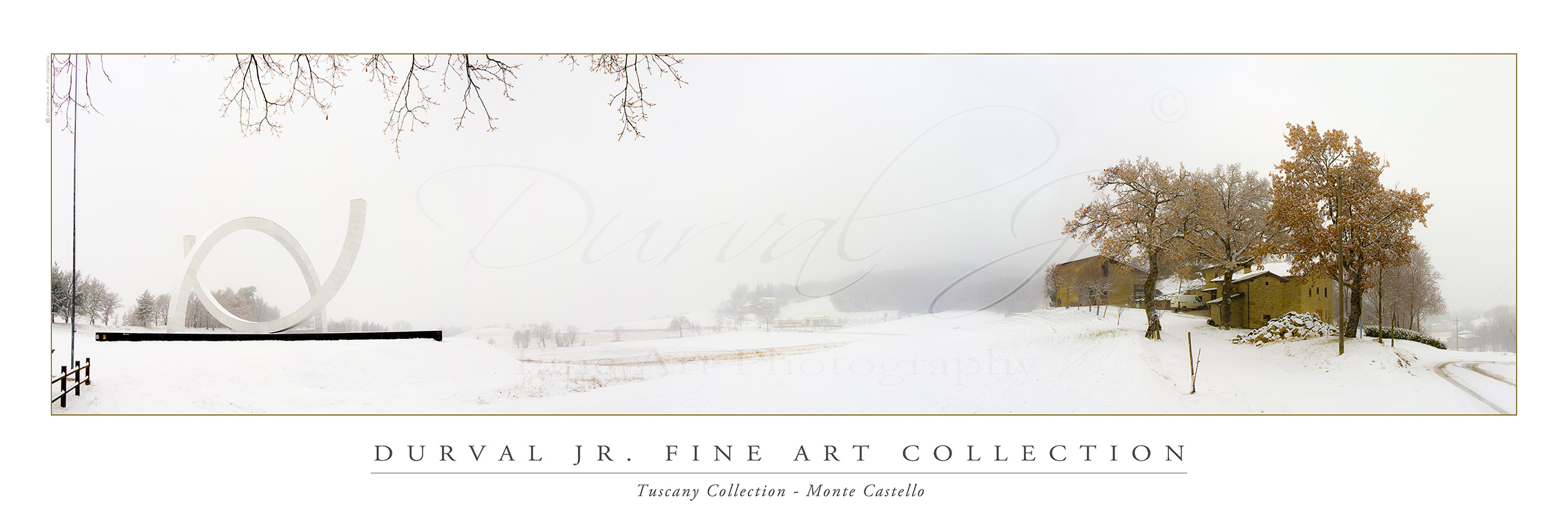 Foto panorâmica do sopé do Monte Castello no inverno