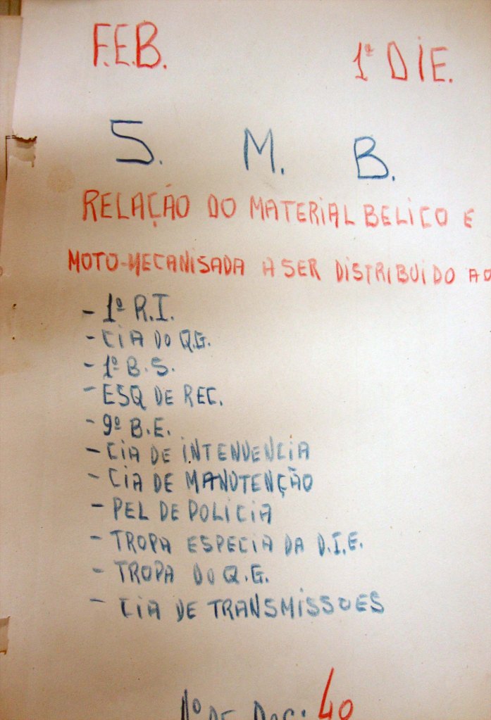 SMB Relação de Material Bélico da FEB 